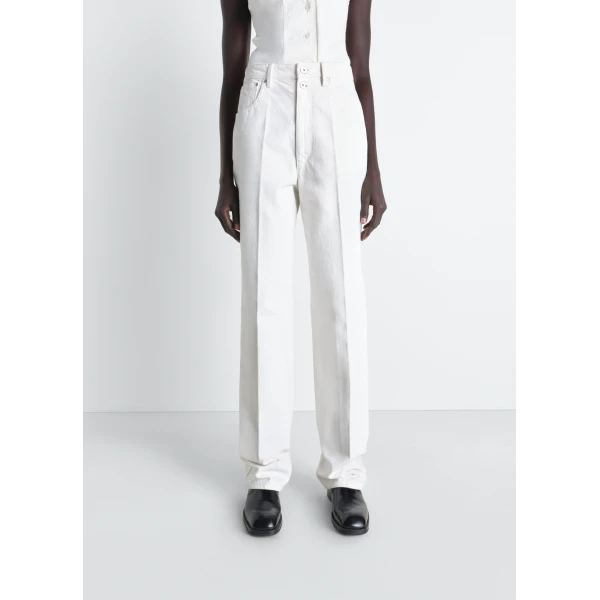 Lemaire High Waisted Straight Pants in Denim - Pants - Parisian Minimalist Luxury at Luxury Shoes 