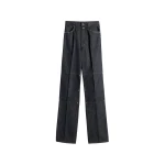 Lemaire High Waisted Straight Pants with Studs in Denim - Pants - Parisian Minimalist Luxury at Luxury Shoes 