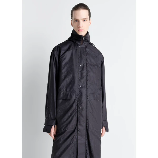 Lemaire Hooded Raincoat in Light Nylon - Coats - Parisian Minimalist Luxury at Luxury Shoes 