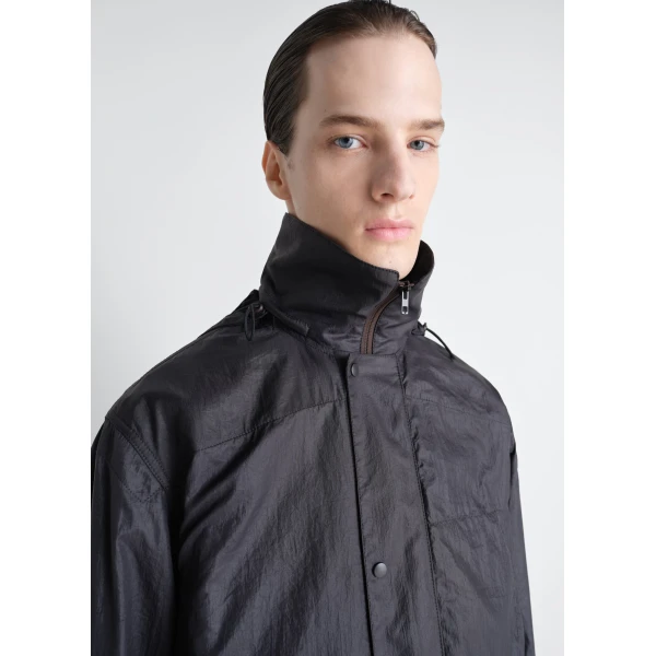 Lemaire Hooded Raincoat in Light Nylon - Coats - Parisian Minimalist Luxury at Luxury Shoes 