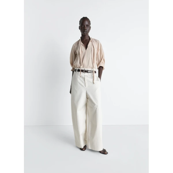 Lemaire Large Chino in Cotton Twill - Pants - Parisian Minimalist Luxury at Luxury Shoes 