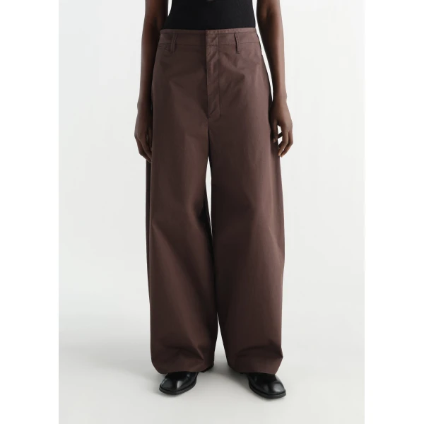 Lemaire Large Chino in Cotton Twill - Pants - Parisian Minimalist Luxury at Luxury Shoes 