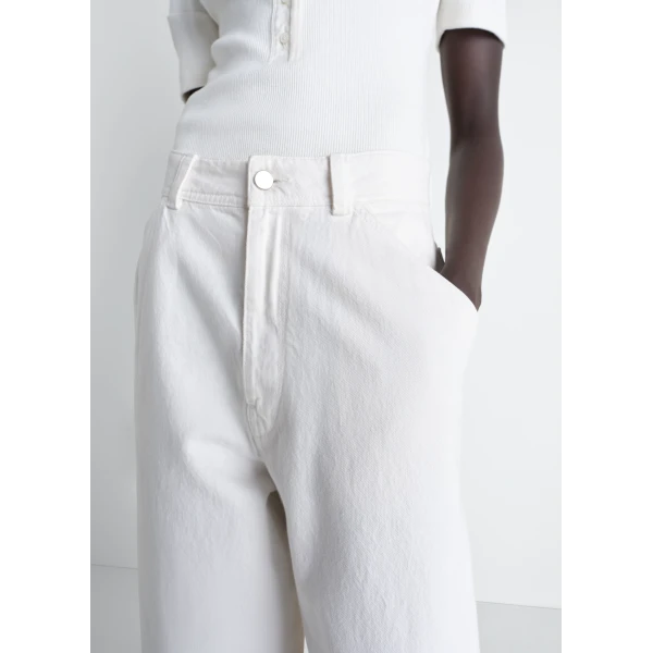 Lemaire Large Pants in Denim - Pants - Parisian Minimalist Luxury at Luxury Shoes 