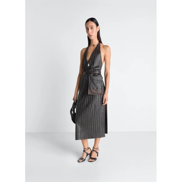 Lemaire Leather Apron Dress in Crinkle Lamb Leather - Dresses - Parisian Minimalist Luxury at Luxury Shoes 