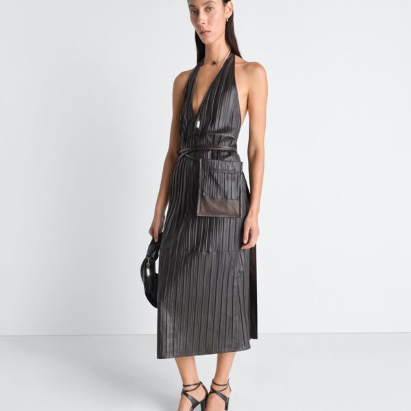 Lemaire Leather Apron Dress in Crinkle Lamb Leather, view 3