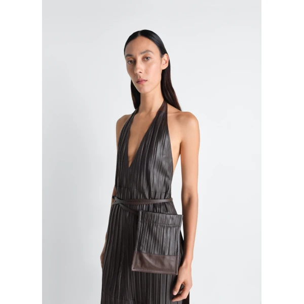Lemaire Leather Apron Dress in Crinkle Lamb Leather - Dresses - Parisian Minimalist Luxury at Luxury Shoes 