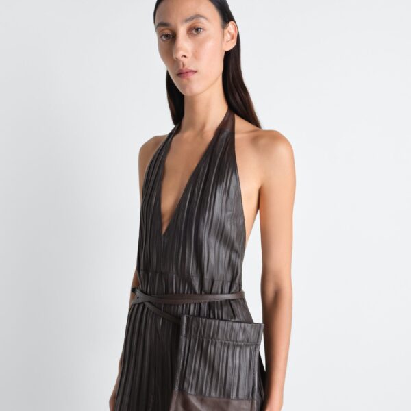 Lemaire Leather Apron Dress in Crinkle Lamb Leather, view 4