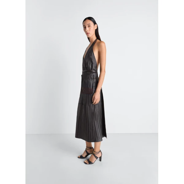 Lemaire Leather Apron Dress in Crinkle Lamb Leather - Dresses - Parisian Minimalist Luxury at Luxury Shoes 