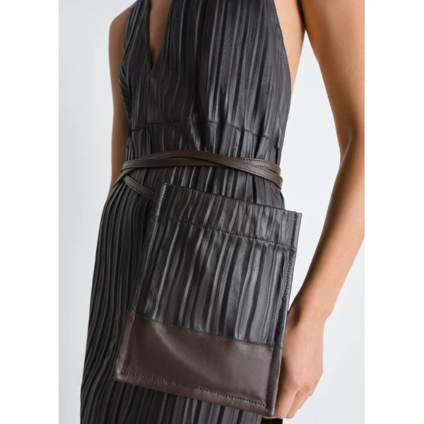Lemaire Leather Apron Dress in Crinkle Lamb Leather - Dresses - Parisian Minimalist Luxury at Luxury Shoes 