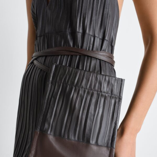 Lemaire Leather Apron Dress in Crinkle Lamb Leather, view 6