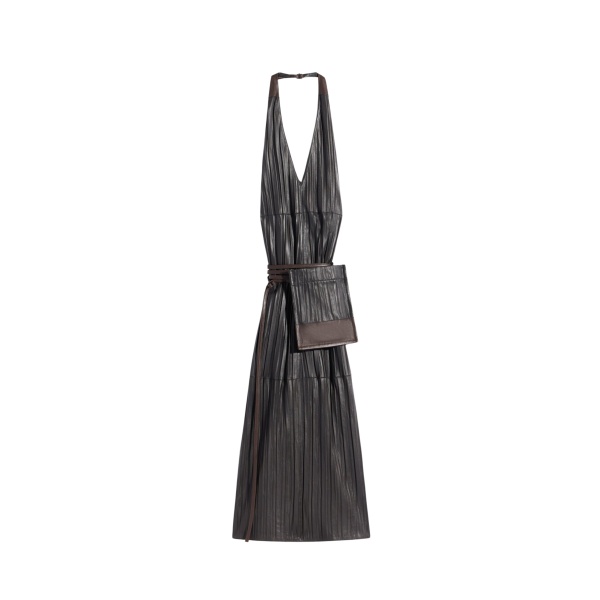 Lemaire Leather Apron Dress in Crinkle Lamb Leather - Dresses - Parisian Minimalist Luxury at Luxury Shoes 