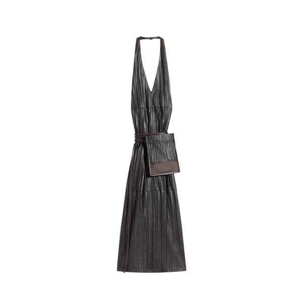 Lemaire Leather Apron Dress in Crinkle Lamb Leather - Dresses - Parisian Minimalist Luxury at Luxury Shoes 