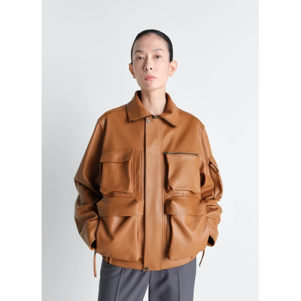 Lemaire Leather Blouson with Pockets in Leather - Jackets - Parisian Minimalist Luxury at Luxury Shoes 