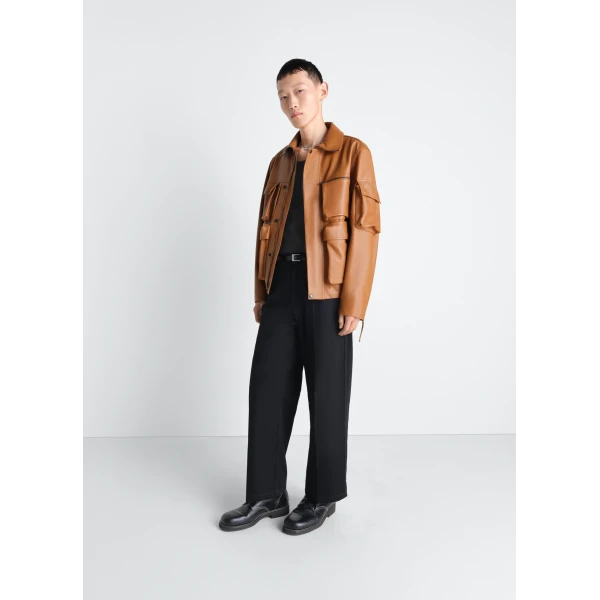 Lemaire Leather Blouson with Pockets in Leather - Jackets - Parisian Minimalist Luxury at Luxury Shoes 
