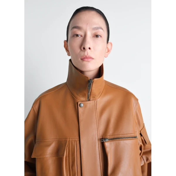 Lemaire Leather Blouson with Pockets in Leather - Jackets - Parisian Minimalist Luxury at Luxury Shoes 