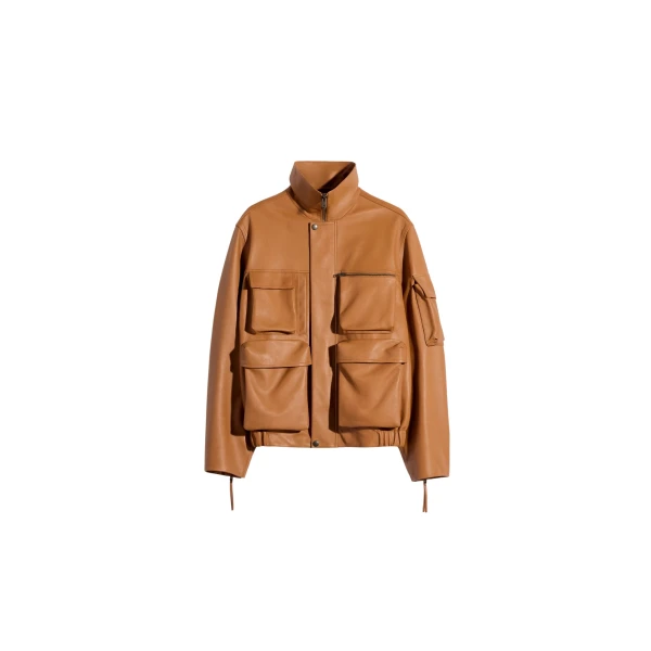 Lemaire Leather Blouson with Pockets in Leather - Jackets - Parisian Minimalist Luxury at Luxury Shoes 