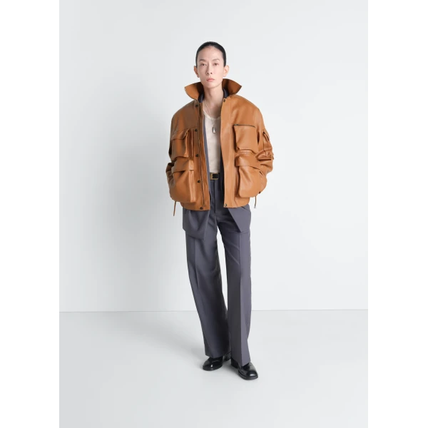 Lemaire Leather Blouson with Pockets in Leather - Jackets - Parisian Minimalist Luxury at Luxury Shoes 