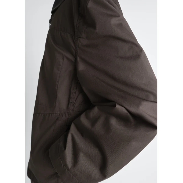 Lemaire Leather Collar Blouson in Cotton Twill - Jackets - Parisian Minimalist Luxury at Luxury Shoes 