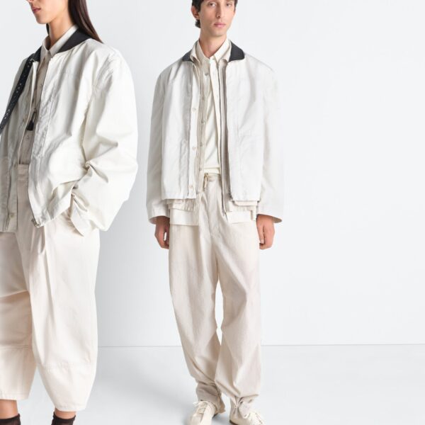 Lemaire Leather Collar Blouson in Cotton Twill Jacket, view 3