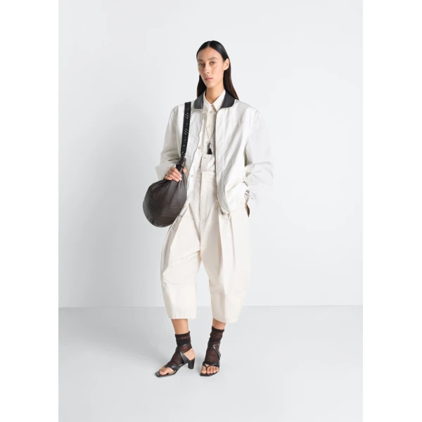 Lemaire Leather Collar Blouson in Cotton Twill - Jackets - Parisian Minimalist Luxury at Luxury Shoes 