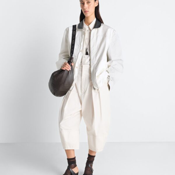 Lemaire Leather Collar Blouson in Cotton Twill Jacket, view 4