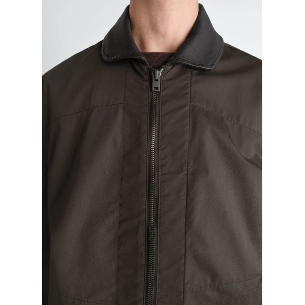 Lemaire Leather Collar Blouson in Cotton Twill - Jackets - Parisian Minimalist Luxury at Luxury Shoes 