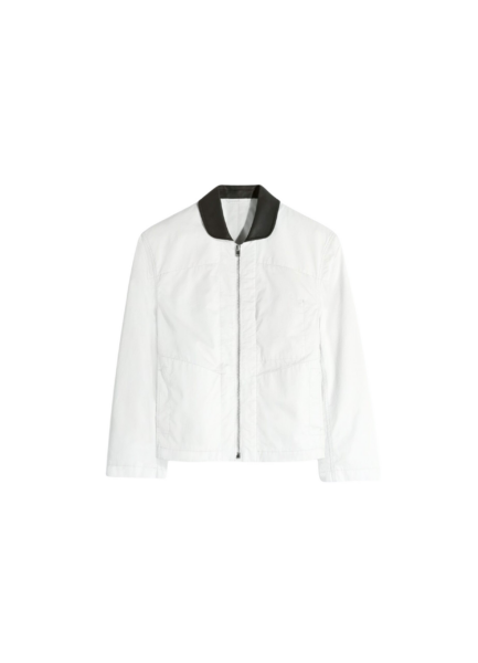 Lemaire Leather Collar Blouson in Cotton Twill - Jackets - Parisian Minimalist Luxury at Luxury Shoes 