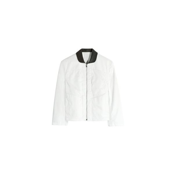Lemaire Leather Collar Blouson in Cotton Twill - Jackets - Parisian Minimalist Luxury at Luxury Shoes 