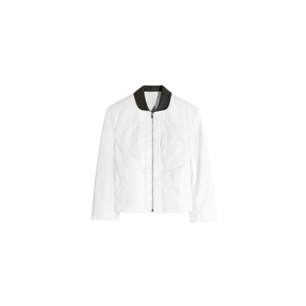 Lemaire Leather Collar Blouson in Cotton Twill - Jackets - Parisian Minimalist Luxury at Luxury Shoes 
