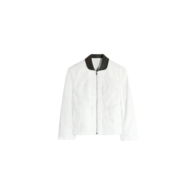 Lemaire Leather Collar Blouson in Cotton Twill - Jackets - Parisian Minimalist Luxury at Luxury Shoes 