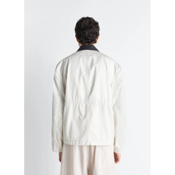 Lemaire Leather Collar Blouson in Cotton Twill - Jackets - Parisian Minimalist Luxury at Luxury Shoes 