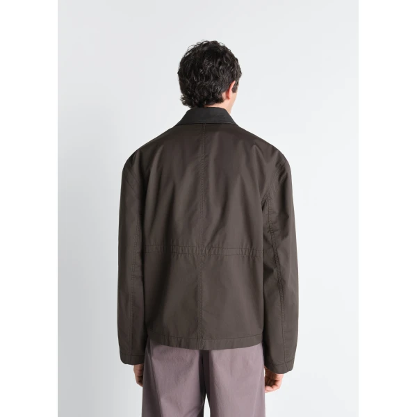 Lemaire Leather Collar Blouson in Cotton Twill - Jackets - Parisian Minimalist Luxury at Luxury Shoes 