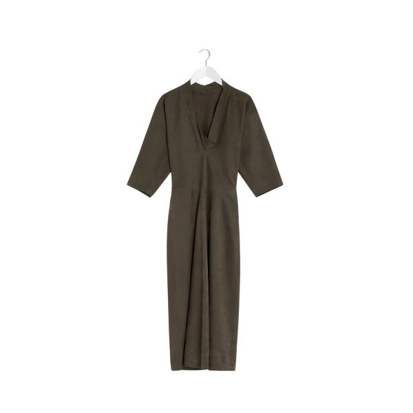 Lemaire Leather V-neck Dress - Dresses - Parisian Minimalist Luxury at Luxury Shoes 