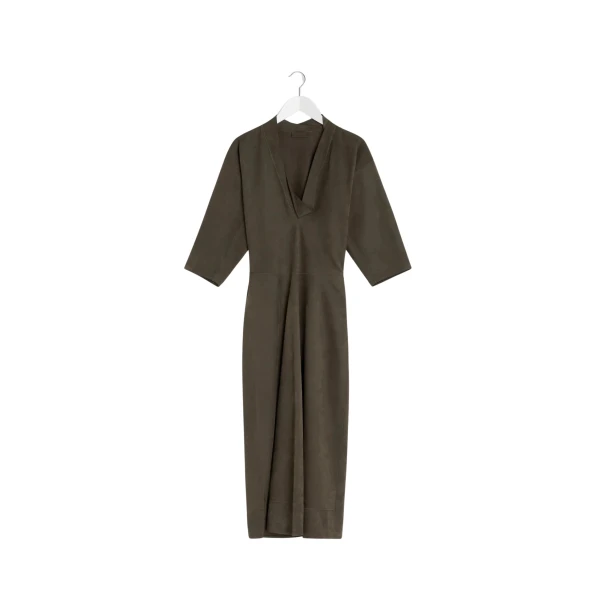 Lemaire Leather V-neck Dress - Dresses - Parisian Minimalist Luxury at Luxury Shoes 