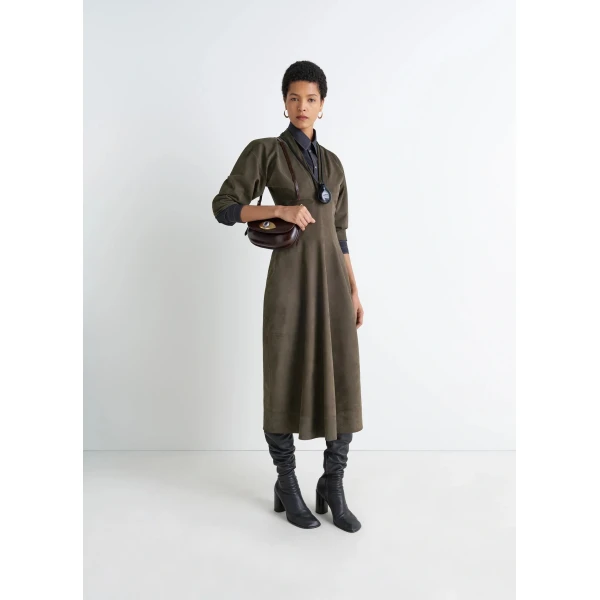 Lemaire Leather V-neck Dress - Dresses - Parisian Minimalist Luxury at Luxury Shoes 