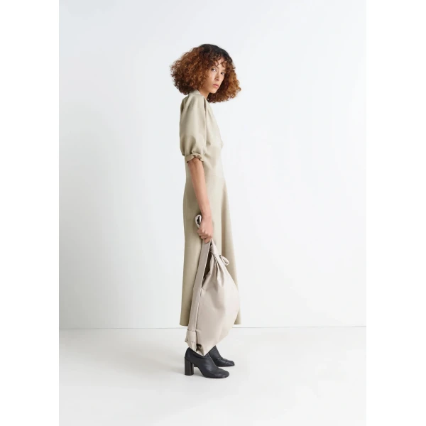 Lemaire Leather V-neck Dress - Dresses - Parisian Minimalist Luxury at Luxury Shoes 