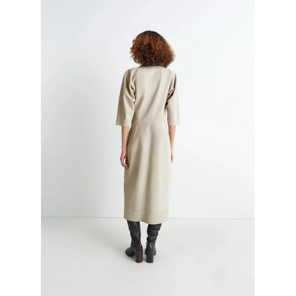 Lemaire Leather V-neck Dress - Dresses - Parisian Minimalist Luxury at Luxury Shoes 