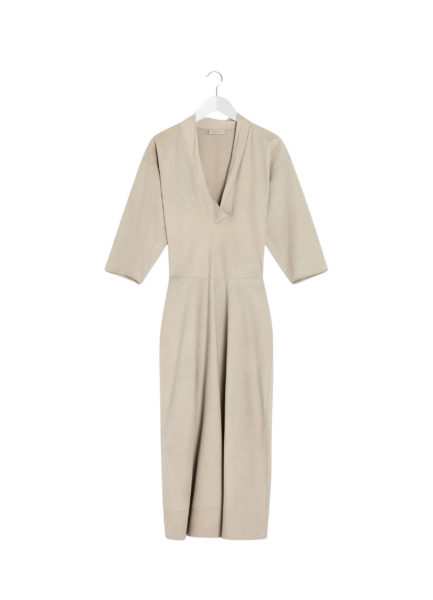 Lemaire Leather V-neck Dress - Dresses - Parisian Minimalist Luxury at Luxury Shoes 