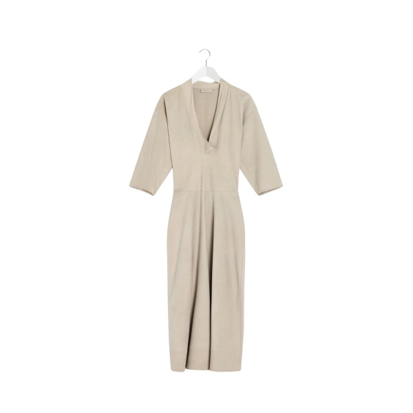 Lemaire Leather V-neck Dress - Dresses - Parisian Minimalist Luxury at Luxury Shoes 