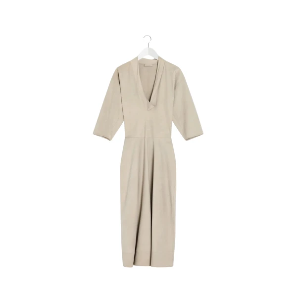 Lemaire Leather V-neck Dress - Dresses - Parisian Minimalist Luxury at Luxury Shoes 