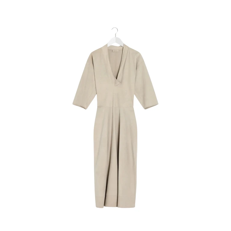 Lemaire Leather V-neck Dress - Dresses - Parisian Minimalist Luxury at Luxury Shoes 