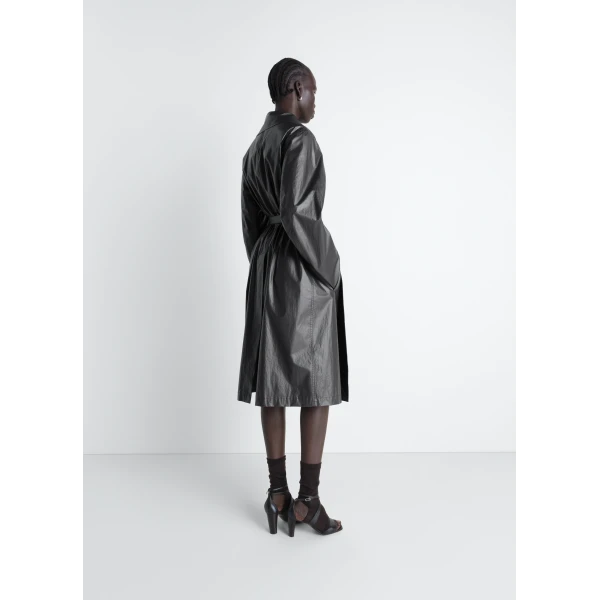 Lemaire Light Wrap Coat in Light Coated Cotton - Coats - Parisian Minimalist Luxury at Luxury Shoes 