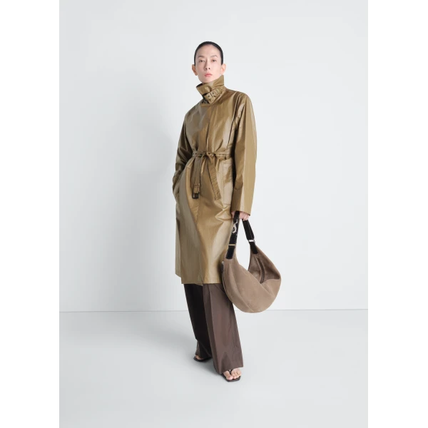 Lemaire Light Wrap Coat in Light Coated Cotton - Coats - Parisian Minimalist Luxury at Luxury Shoes 