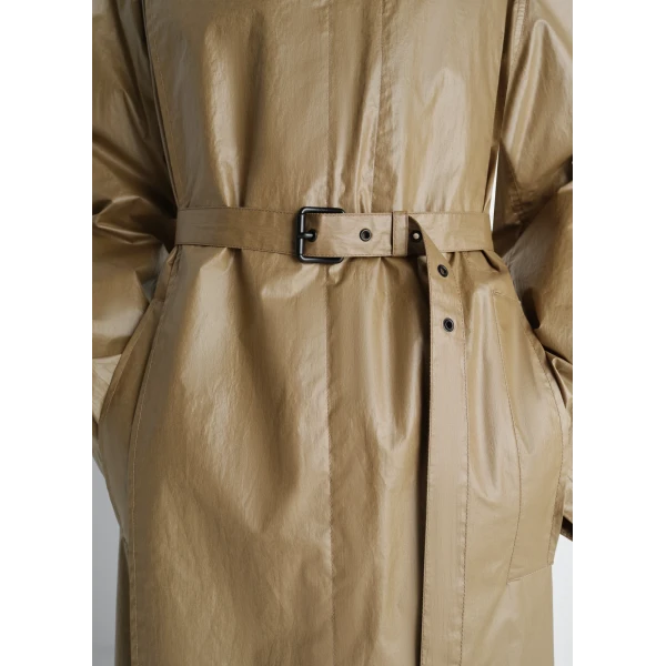 Lemaire Light Wrap Coat in Light Coated Cotton - Coats - Parisian Minimalist Luxury at Luxury Shoes 
