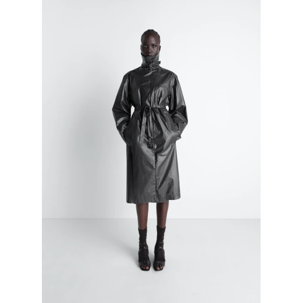 Lemaire Light Wrap Coat in Light Coated Cotton - Coats - Parisian Minimalist Luxury at Luxury Shoes 