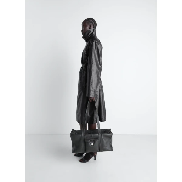 Lemaire Light Wrap Coat in Light Coated Cotton - Coats - Parisian Minimalist Luxury at Luxury Shoes 