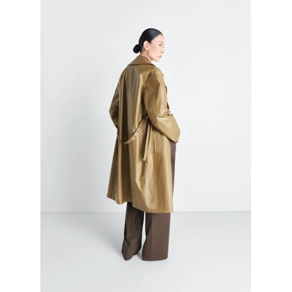 Lemaire Light Wrap Coat in Light Coated Cotton - Coats - Parisian Minimalist Luxury at Luxury Shoes 