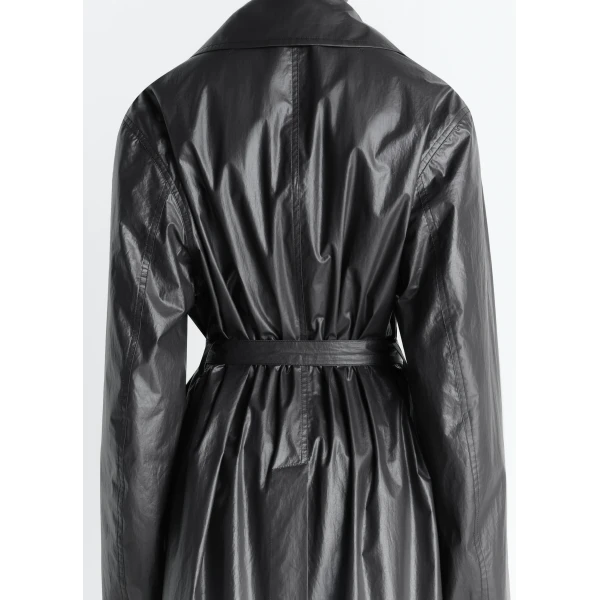 Lemaire Light Wrap Coat in Light Coated Cotton - Coats - Parisian Minimalist Luxury at Luxury Shoes 
