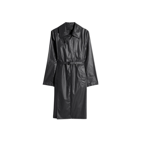 Lemaire Light Wrap Coat in Light Coated Cotton - Coats - Parisian Minimalist Luxury at Luxury Shoes 