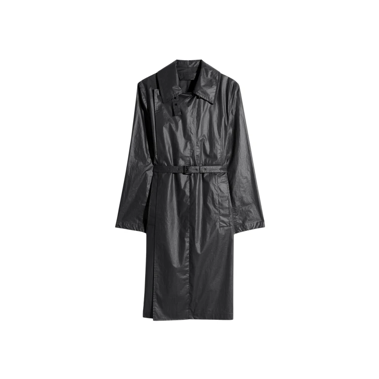 Lemaire Light Wrap Coat in Light Coated Cotton - Coats - Parisian Minimalist Luxury at Luxury Shoes 